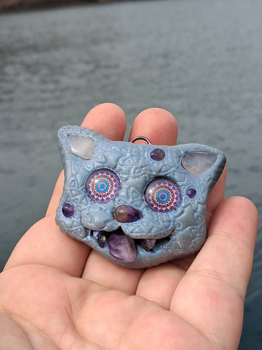 Twinklefang (Polymer Clay Cat Pendant)